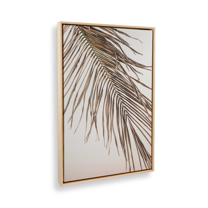 «Palm Leaf Serenity», reproduction sur toile tendue, Cadre américain en érable flottant, H 18,75 po x l 12,75 po x P 1,75 po