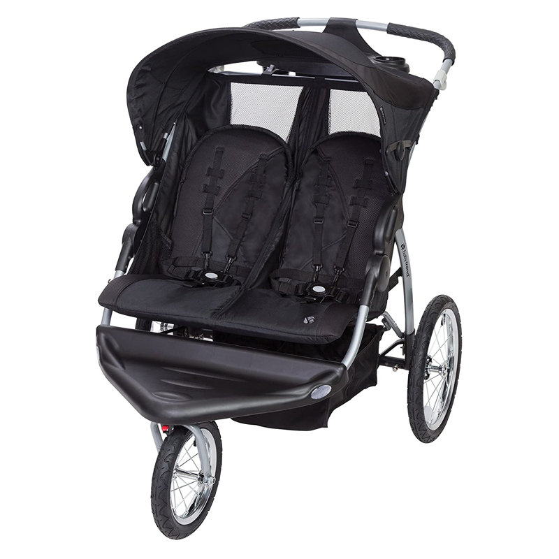 Griffin Black Double Jogging Stroller with Steel Frame