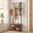 Bamboo Coat Rack with Bench Shoe Storage 2 Hanging Rods 11 Hanging Hooks Shelves Brown-1538620056