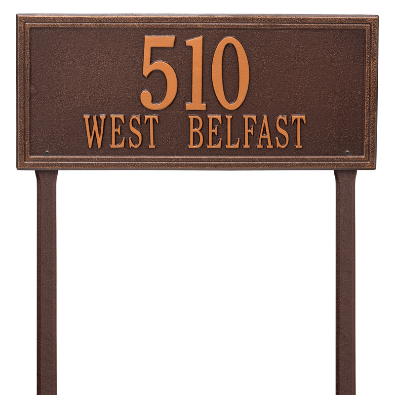 Plaque d'adresse sur 2 lignes Double Line, Cuivre antique, Oui