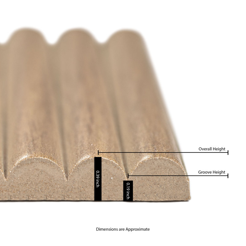 Serata Harmona 4.5 in. x 9 in. Matte Porcelain Fluted Wood Look Wall Tile, Savanna