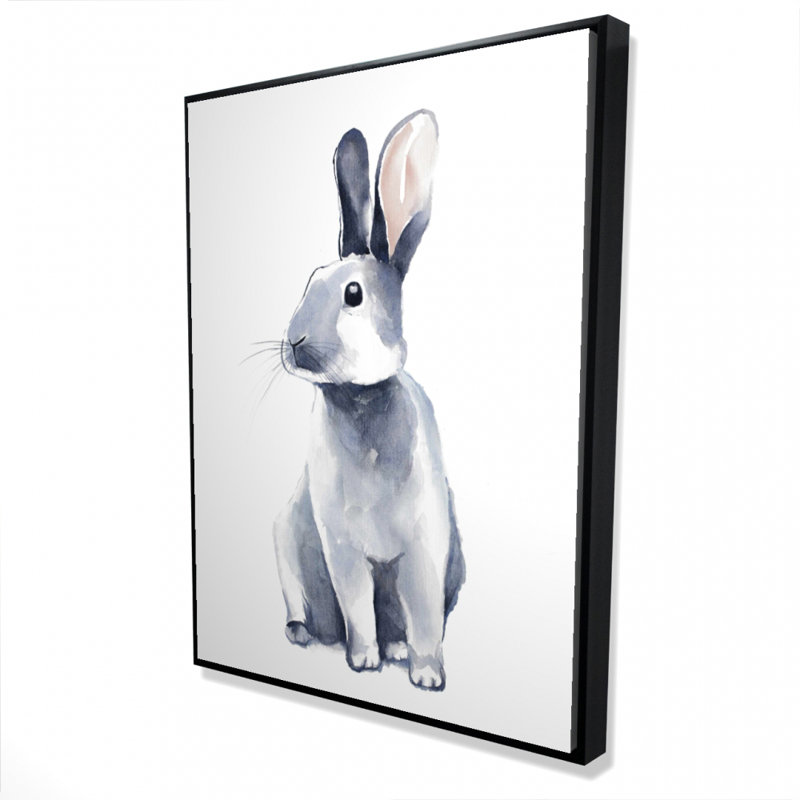 Gray Curious Rabbit Print On Canvas