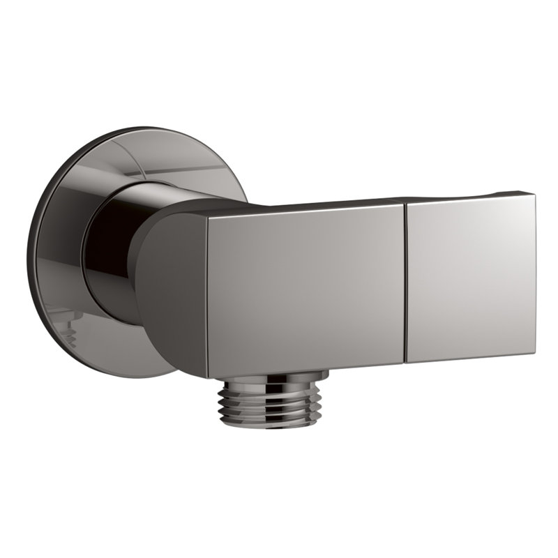Exhale Wall-Mount Supply Elbow with Check Valve and Handshower Bracket, Vibrant Titanium