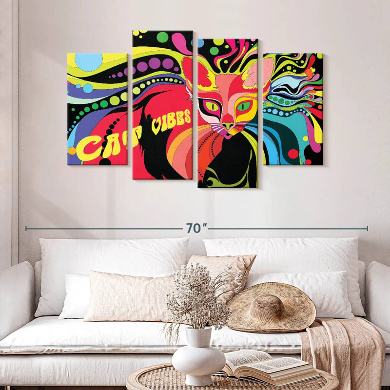 Brampt Psychedelic Cat Vibes, 32" H x 52" W