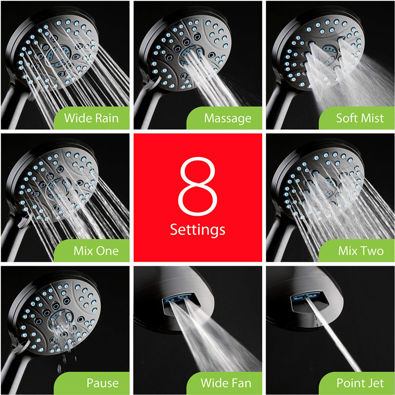 High Pressure 8-mode Handheld Shower Head, Oil Rubbed Bronze