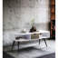 Table basse avec tiroir de rangement et compartiments ouverts - Finition blanche et noire