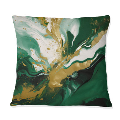Coussin décoratif imprimé «Green and Gold» Magic II