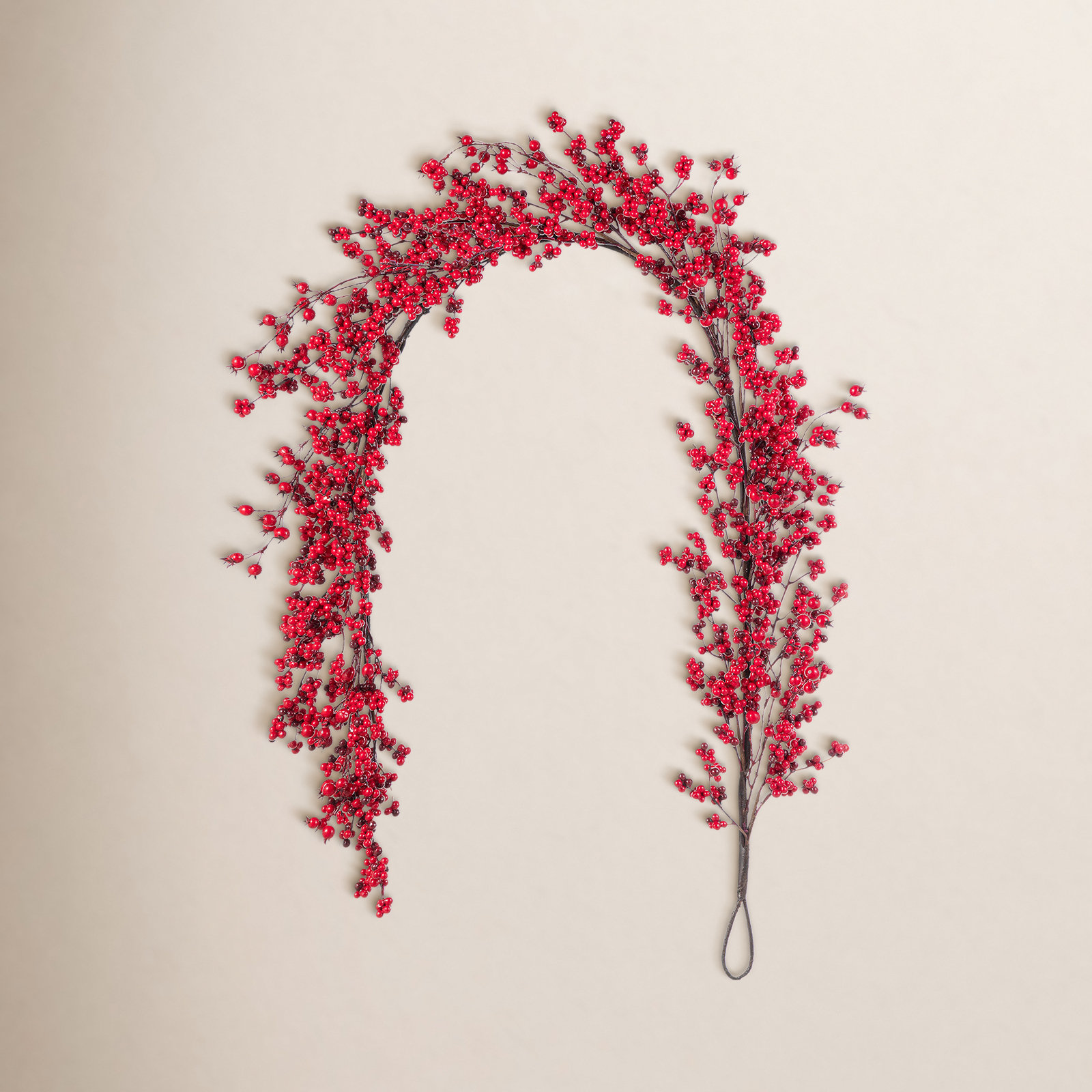 6Ft Christmas Red Berries Garland