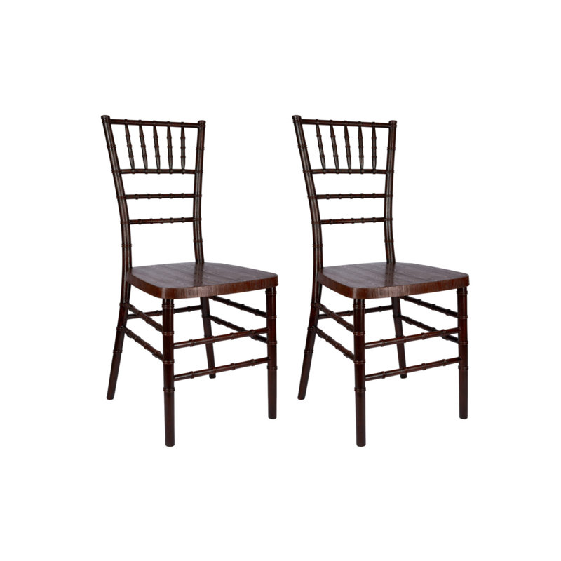 Fruitwood Resin Chiavari Dining Side Chairs with Steel Skeleton, Set of 2