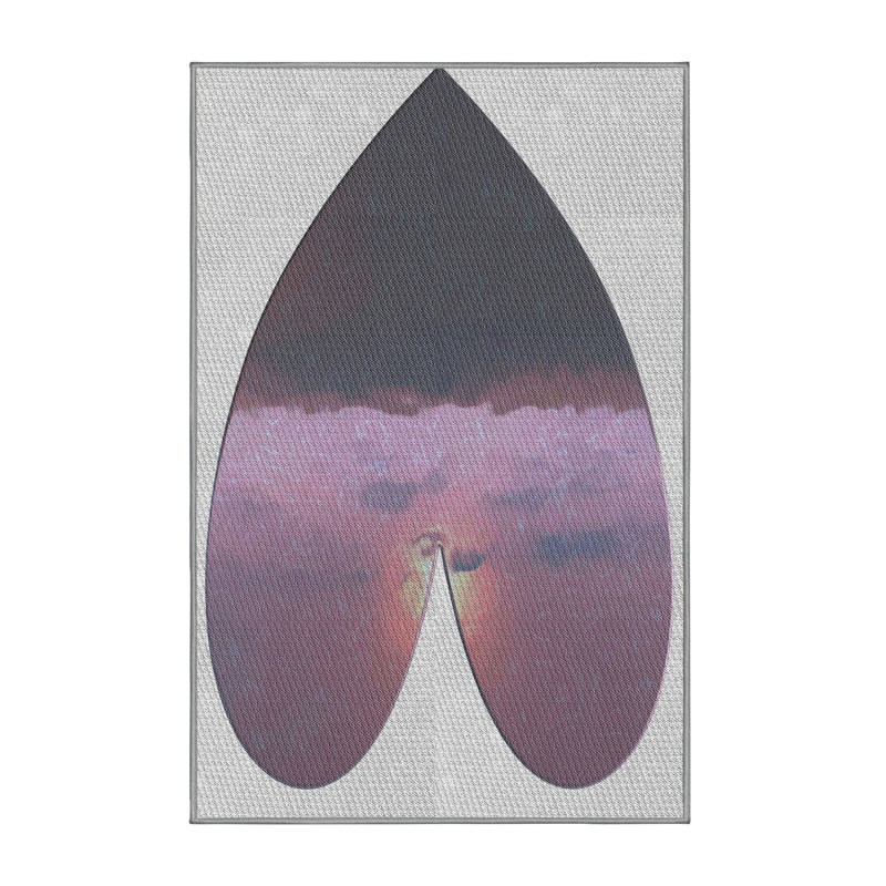 Tissé à la machine en laine et polyester gris/rose Tapis décoratif, Rectangle 8 pi x 10 pi