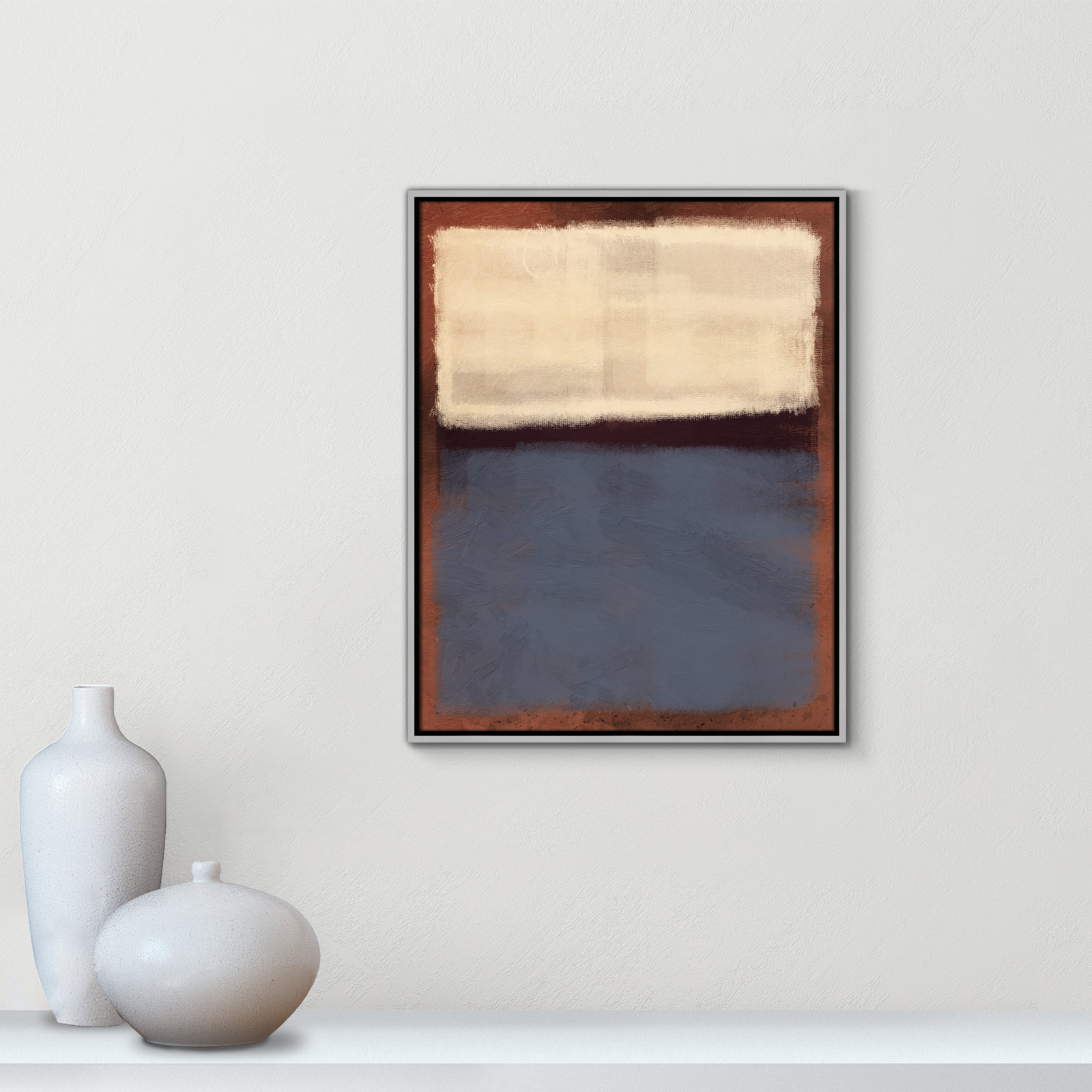 Coronado "Alabaster Burst" Painting, 29.5" H x 23.5" W x 2" D, Silver Framed