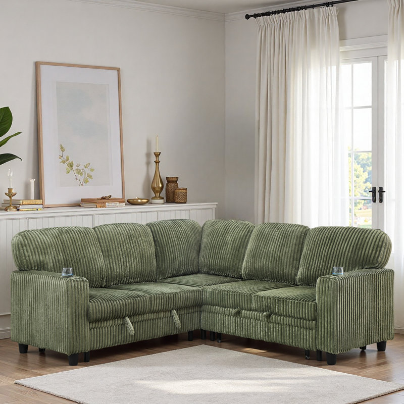 L-shaped Sectional Sofa Bed With Pull-out Bed, Storage, Usb Charging And Cup Holders