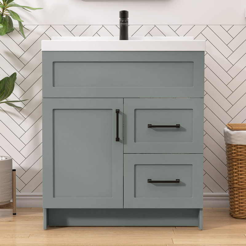 30 in. W x 21.5 in. D x 33.5 in. H Freestanding Bath Vanity Cabinet without Top Bathroom Base in Grey Unassembled, Gray