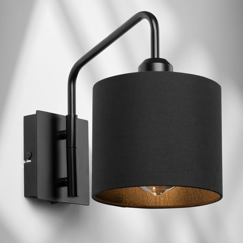 Ailaigh Swing Arm  Black Wall Light with Shade