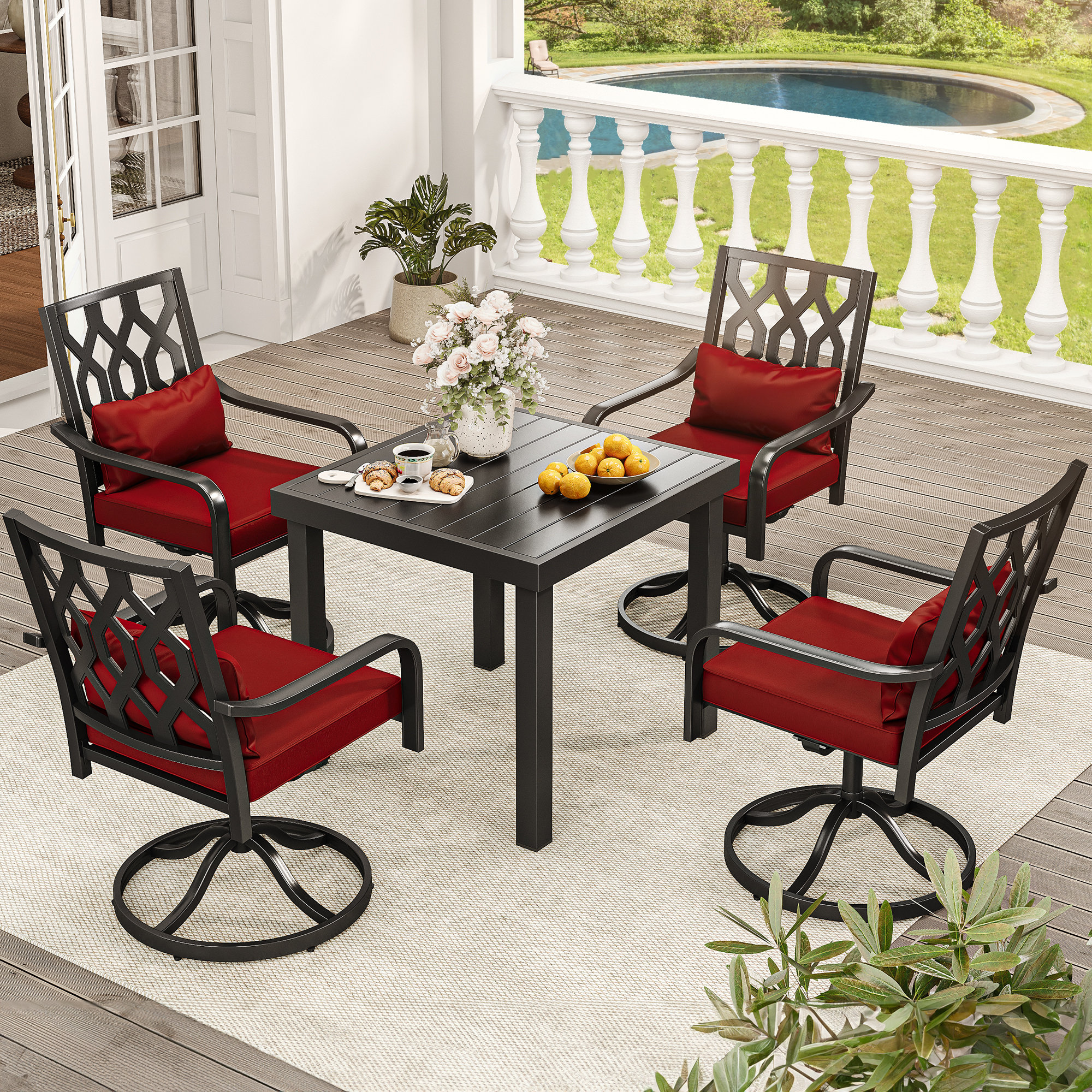 Wildon Home Nanno 4 Person Square Extendable Outdoor Dining Set with Cushions Reviews Wayfair