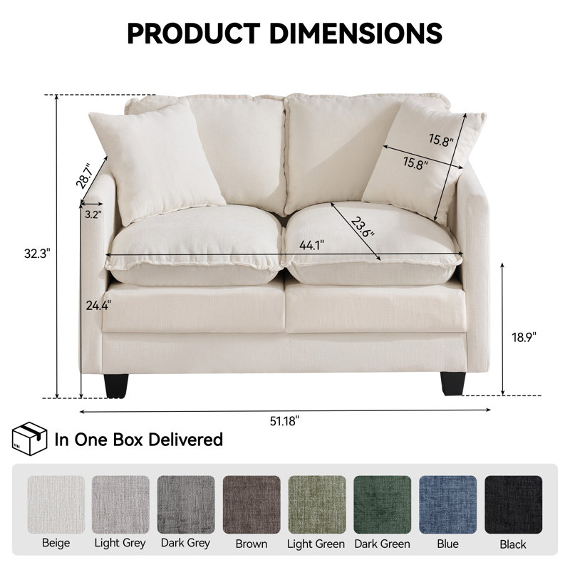 Canapé-lit modulaire 51 places avec siège profond et 2 coussins 51 "Cloud, Beige