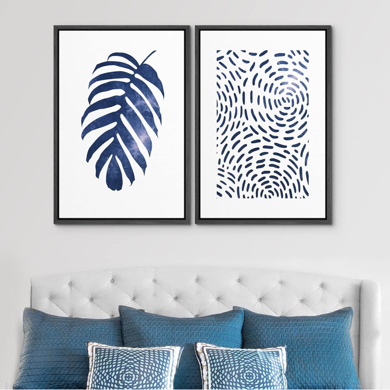 "Formes abstraites à motif géométrique en forme de spirale brune" - 2 pièces sur toile, Cadre noir, H 36 po x l 24 po