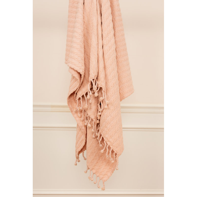 Blush Cotton Knitted Reversible Throw Blanket