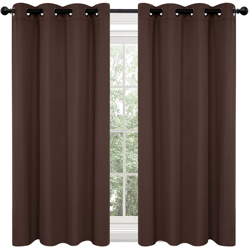 Thermal Insulated Room Darkening Grommet Curtain Panels (Set of 4), Chocolate, 52" W x 63" L
