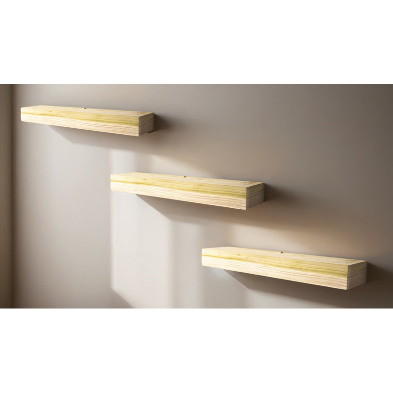 Rayne Poplar Floating Shelves, 4" H x 20" W x 4" D