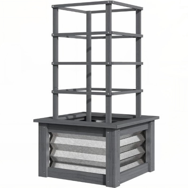 Lit de jardin surélevé polyvalent, lit de jardin surélevé en bac à fleurs galvanisé, lit de jardin en bois avec treillis