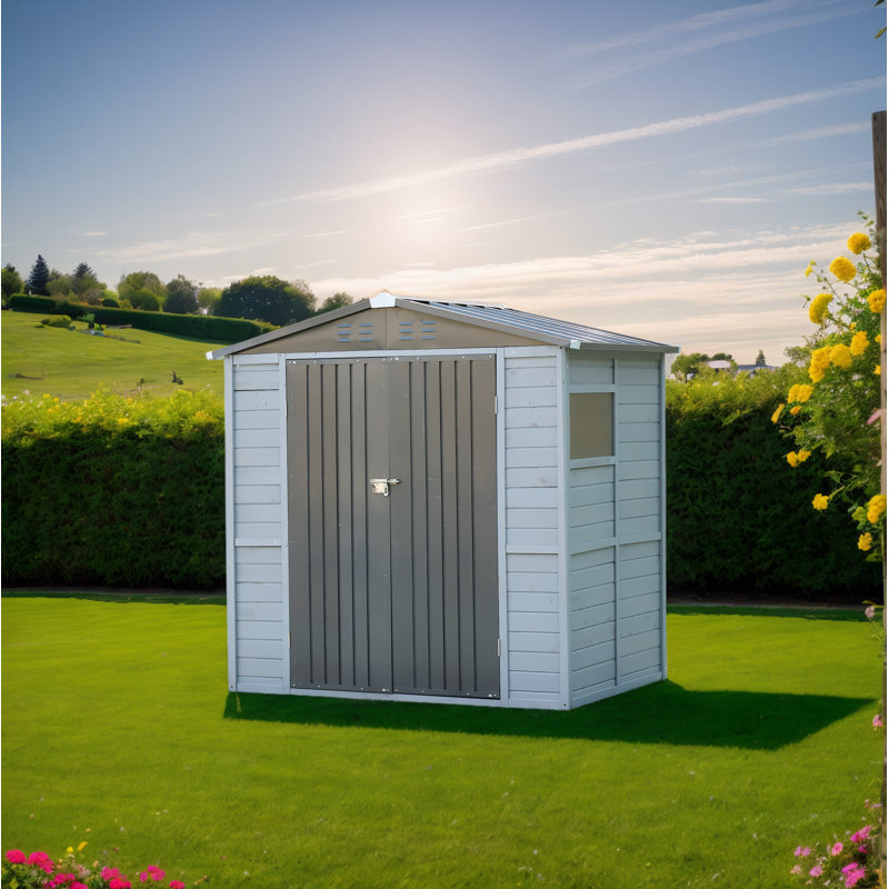 Cedar Wood and Metal Tool Shed, Waterproof Outdoor Storage(Floor not Included), 75.55" H x 72.21" W x 48.21" D