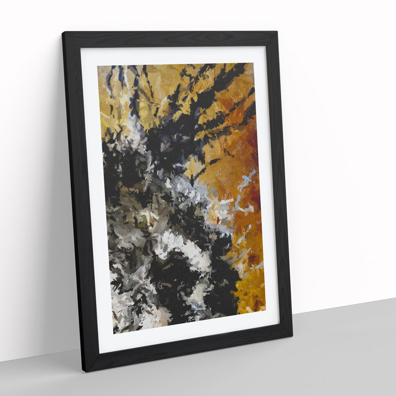 Broken Form Abstract - Wall Art, Black Framed, 66cm H x 48cm W x 2cm D, White