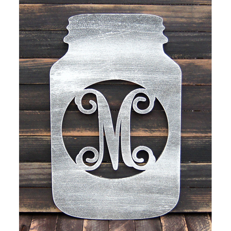 Décoration murale monogramme en bois mason jar, S