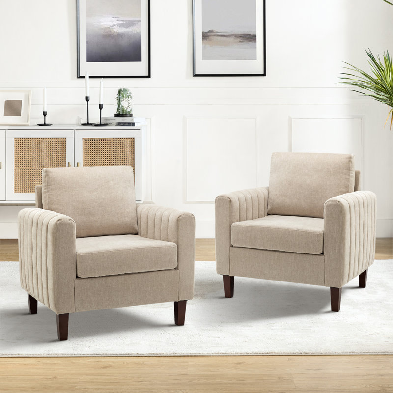 Fauteuil club l 32,5 po Ardarius, Polyester brun clair