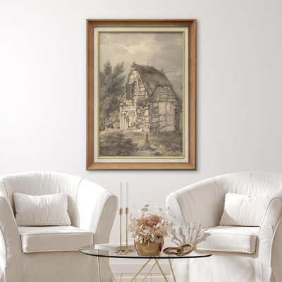 IDÉE4WALL, croquis d'art mural encadré de qualité rustique, maison de campagne, nature sauvage, beaux-arts, campagne, campagne, rustique, antique, antique, classique, pour chambre, encadré sur papier