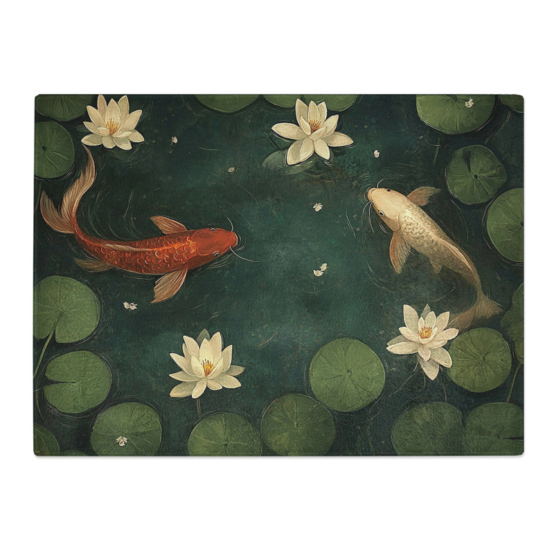 Koi Fish Graphic  Glass Chopping Board
