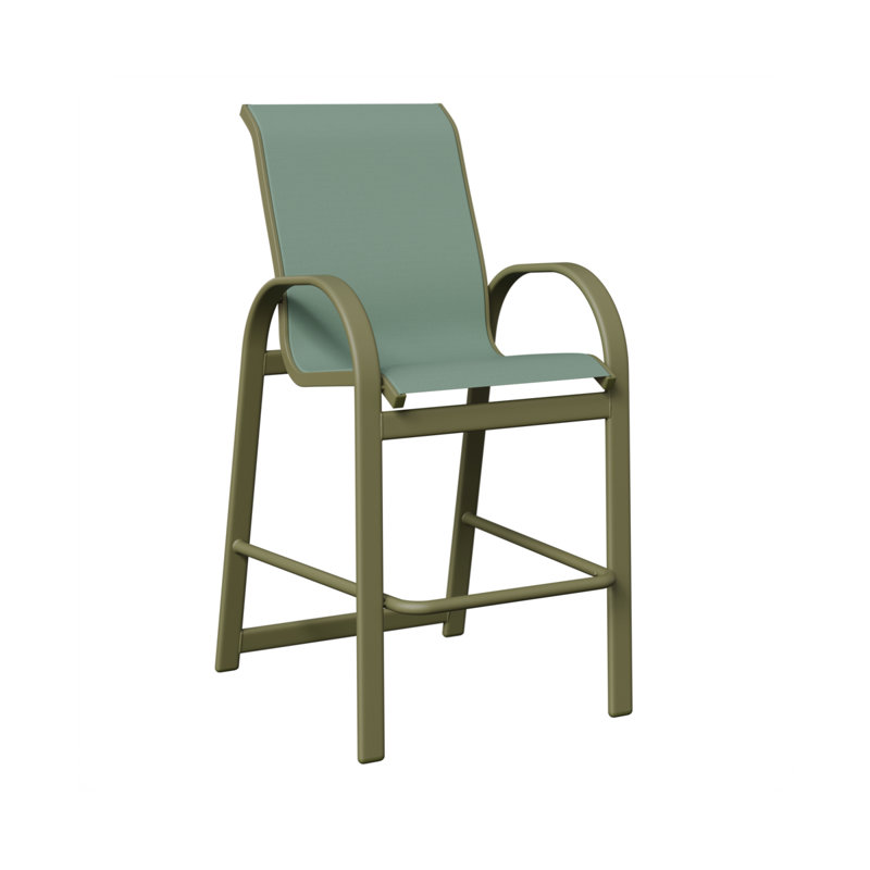 Chaise de bar en aluminium sauge Cazares, Bleu sauge, Vert sauge