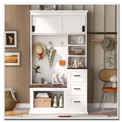 40.2'' Wide Hall Tree with Storage Bench