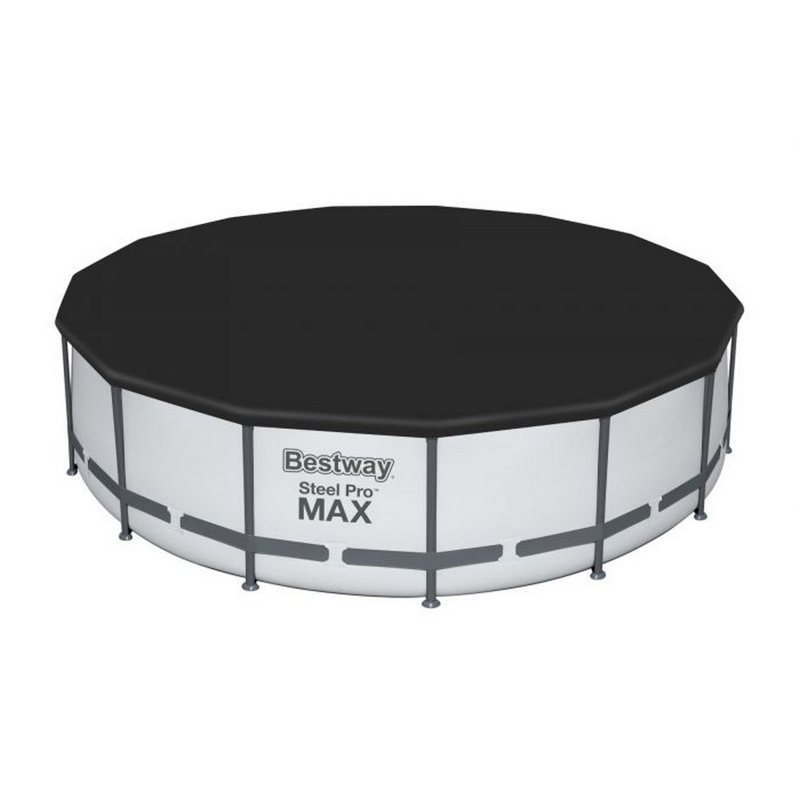 Steel Round Frame Set Pool 76cm H x 366cm W x 366cm L , with Pump Included, Grey