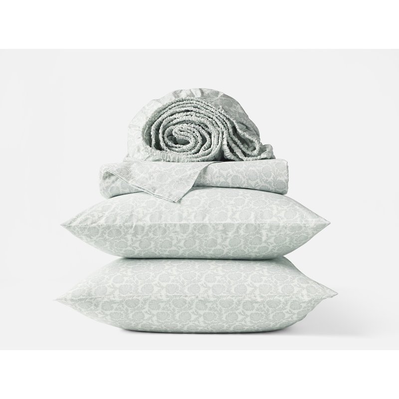 Organic Print Percale Sheet Set, King, Dew Robles