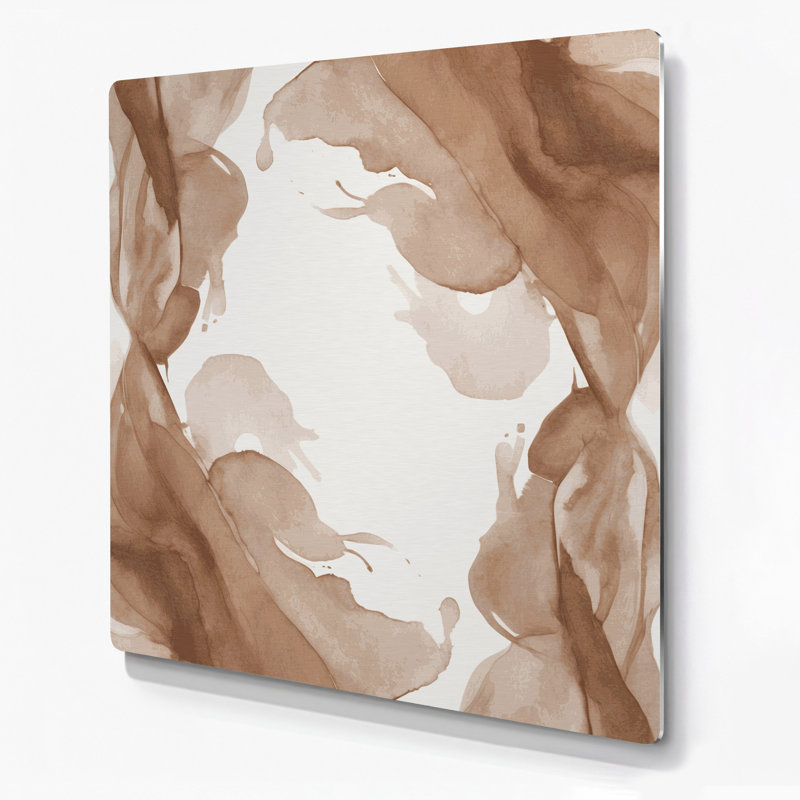 Aquarelle abstraite 22, art mural en métal beige, 8" H x 8" W