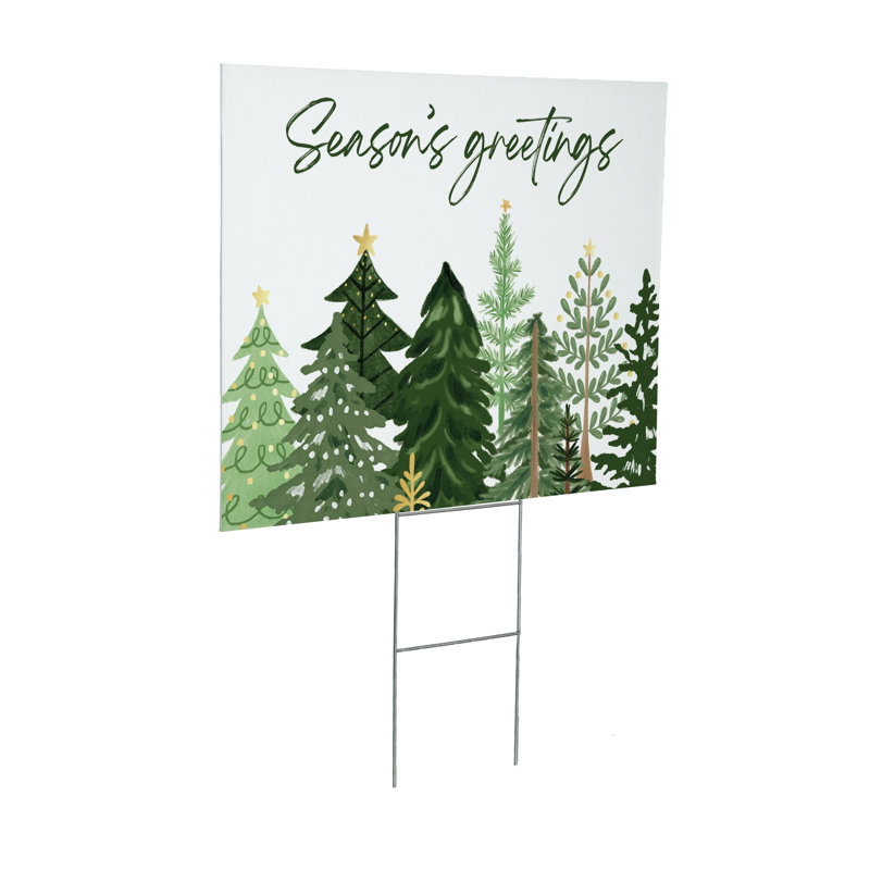 Enseigne de jardin Coroplast Shades of Green «Season's Greetings», 24 po x 18 po