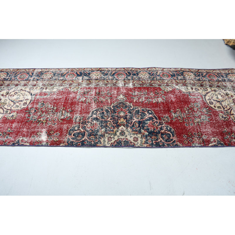 Tapis turc rouge fait à la main de conception antique pour la décoration de plancher, idéal dans les couloirs et les entrées
