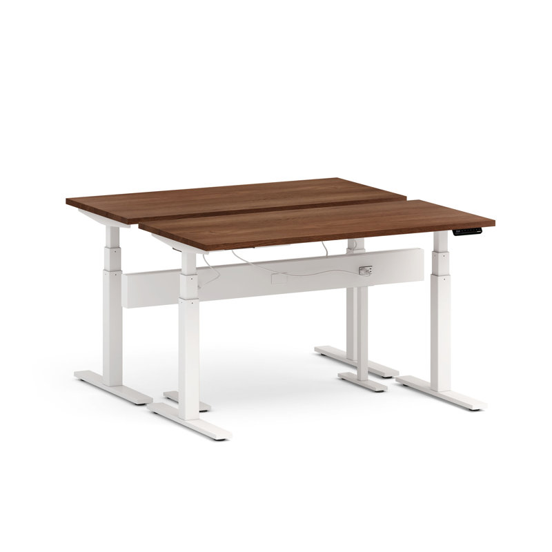 Bureau pour 2 perches Series L Series, H 50,5 po x l 58 po x P 57 po, Blanc/noyer