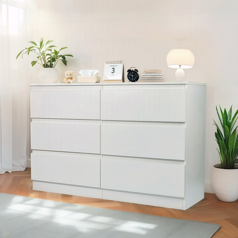 Modern Dresser for Bedroom with Spacious Countertop, White