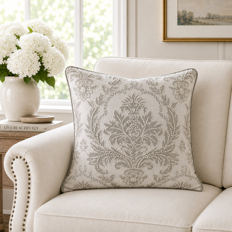 Housse de coussin décoratif 100% coton brodée à la main Victoria