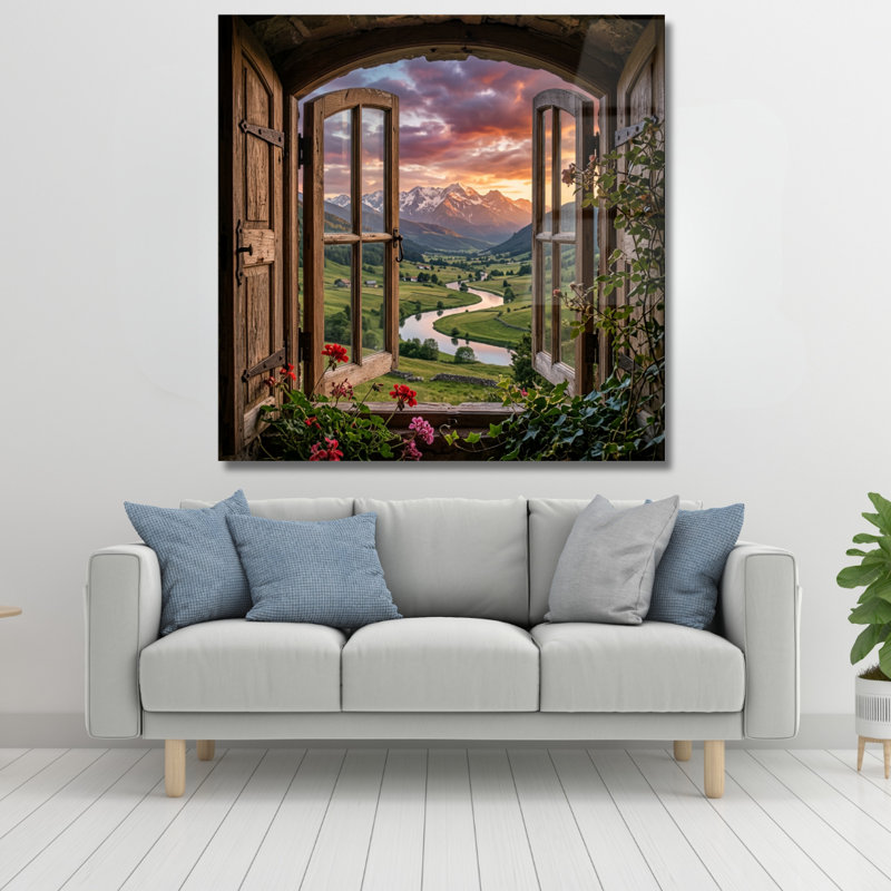 Paysage et paysage de montagne en verre trempé, H 10 po x l 10 po