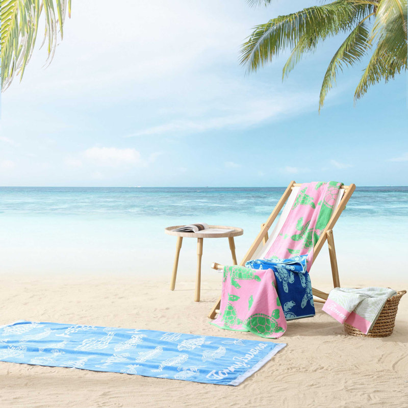 Tommy Bahama Printed 2 Piece Beach Towel Set, Fish Blue