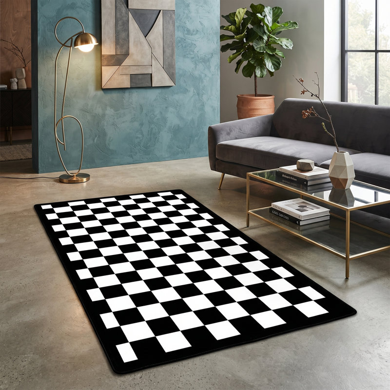 Tapis géométrique noir et blanc Ashton