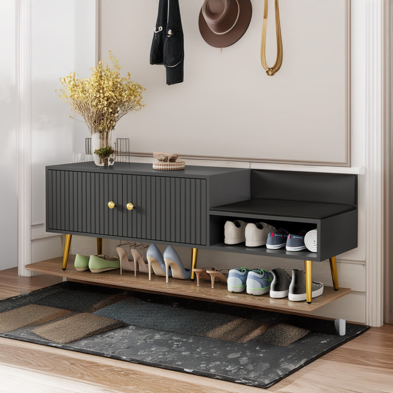 Shoe Storage Bench, Gray