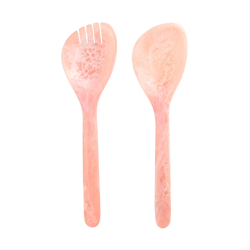 Lucente Tortoise Shell Resin Salad Server Set, Pink