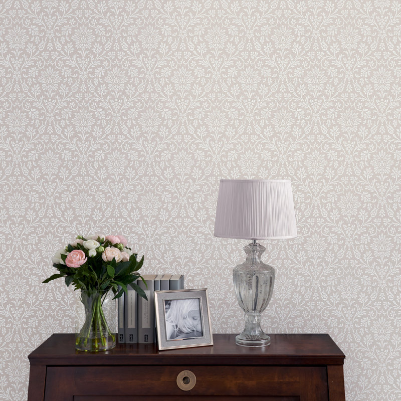 Laura Ashley Annecy Paintable Wallpaper Roll, Dove Gray