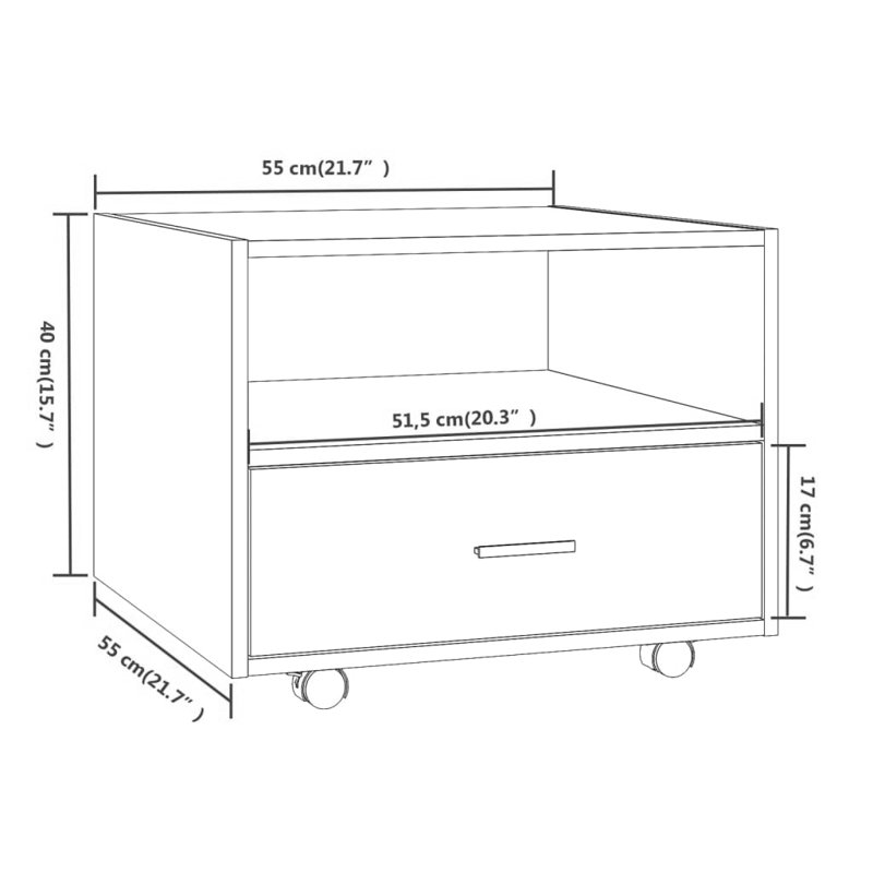 Jahmya Wheel Coffee Table with Storage, Smoked Oak