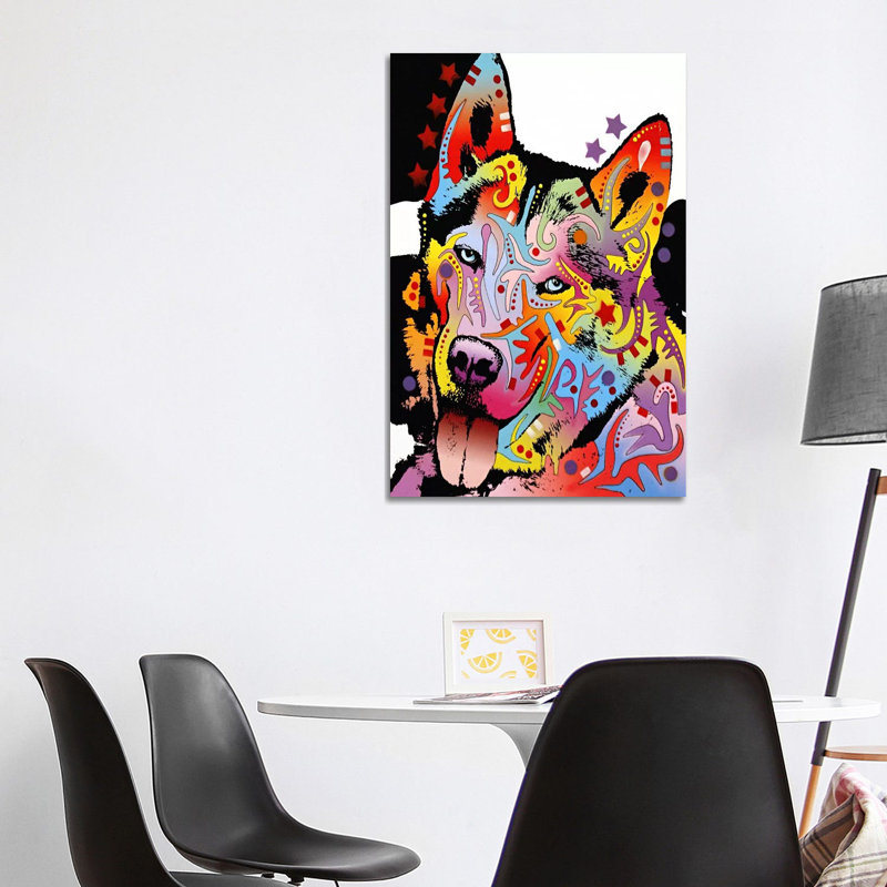 Siberian Husky by Dean Russo - Print on Canvas, White Floater Framed, 101.6 cm H x 66.04 cm W