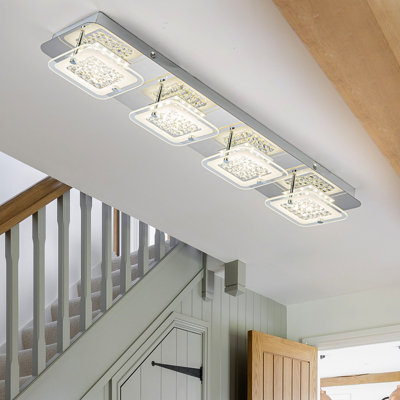 Neelia LED Flush Mount Ceiling Light 26In Dimmable 4000K Modern Crystal Flushmount Lighting Fixture